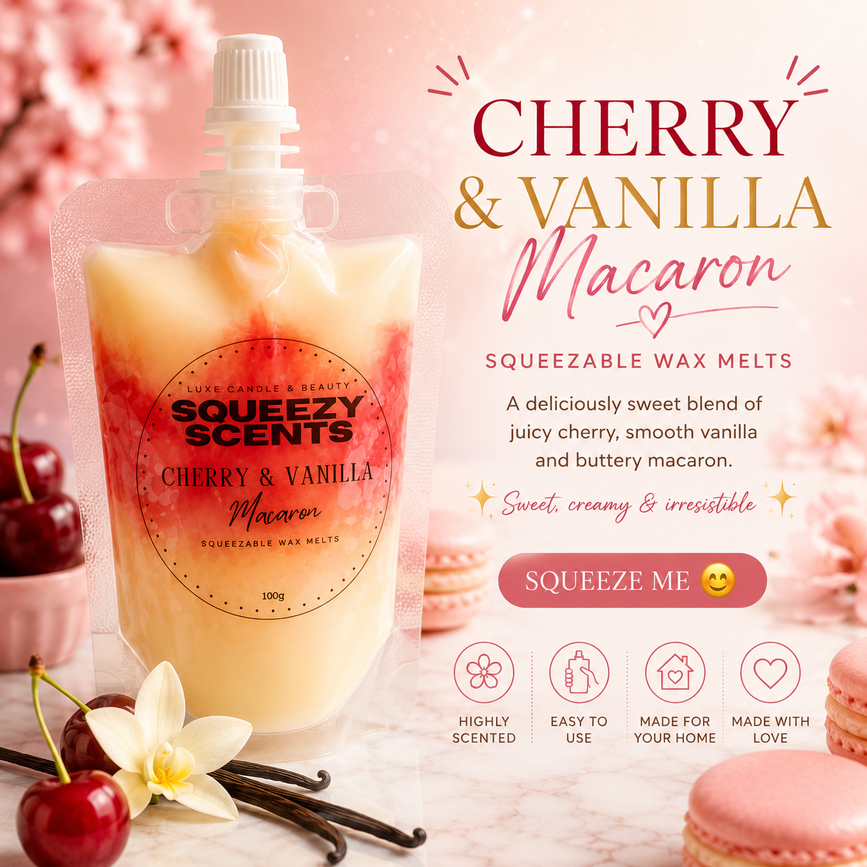 Cherry & Vanilla Macaron Squeezy Scent