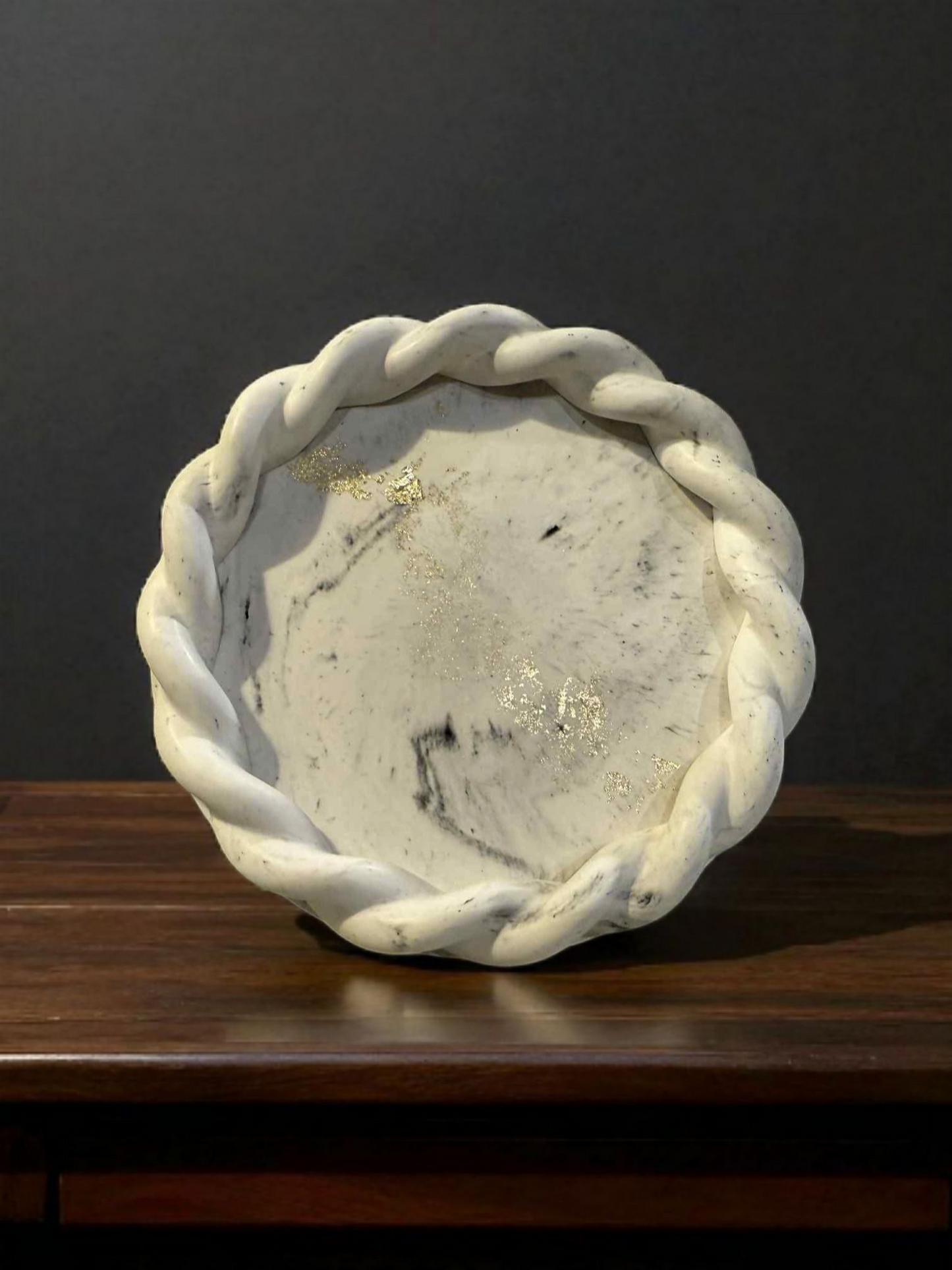 Braid Trinket Tray - Marbled with Gold Detail