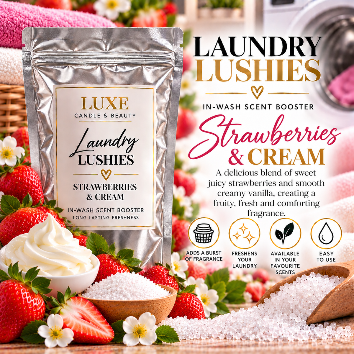 Strawberries & Cream Laundry Lushies in-wash scent booster