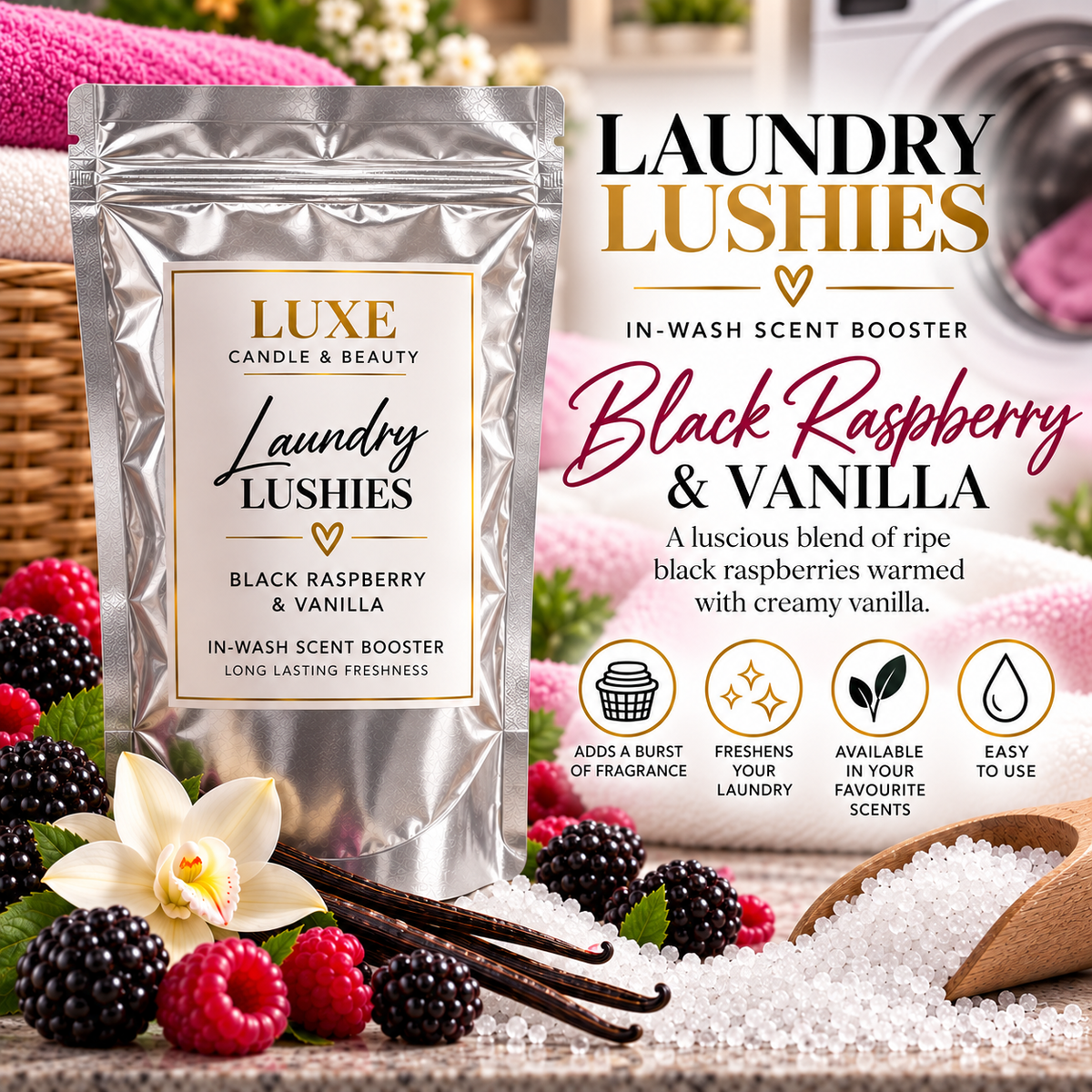 Black Raspberry & Vanilla Laundry Lushies in-wash laundry scent booster