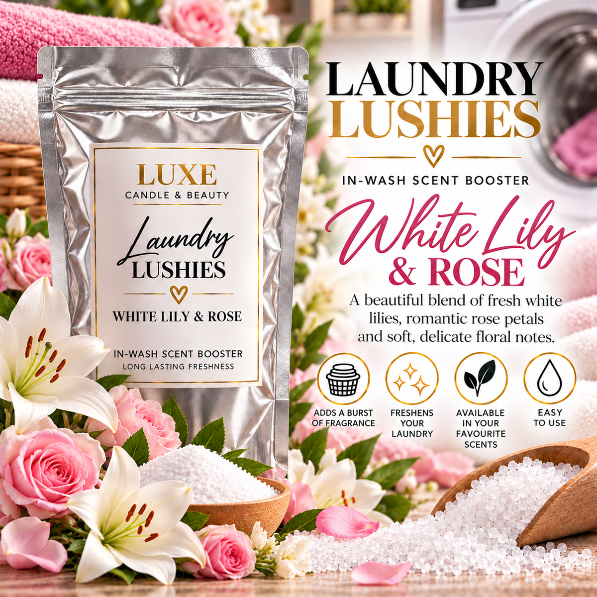 White Lily & Rose Laundry Lushies in-wash laundry scent booster