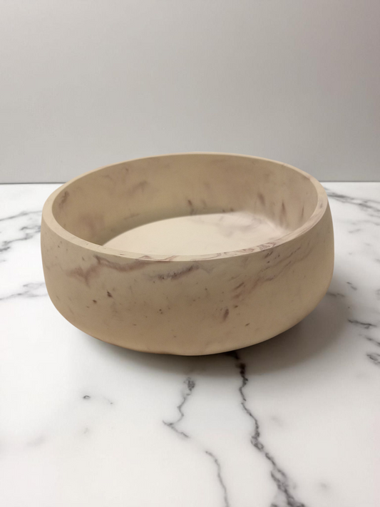 'Lune' Bowl - Cream/Brown Marbled